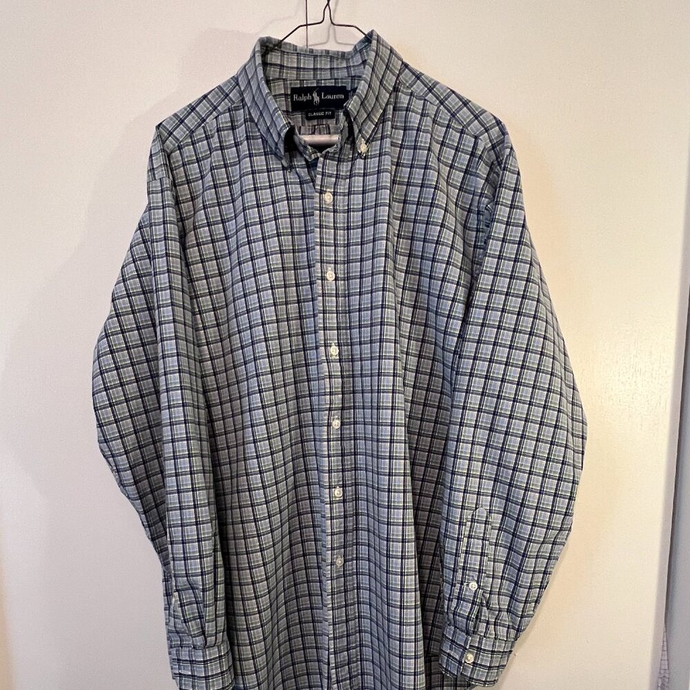 Men's Ralph Lauren Polo Casual Button Down Shirt, Size L Classic Fit, Cotton